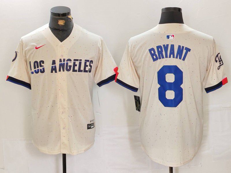 Men Los Angeles Dodgers 8 Bryant Cream Fashion Nike Game MLB Jersey style 1